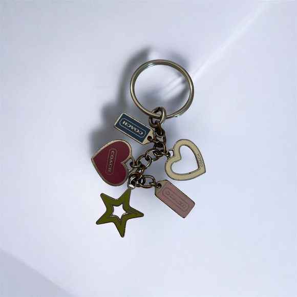 Coach vintage Hearts and Stars multi-charm keychain fob - Picture 2 of 3